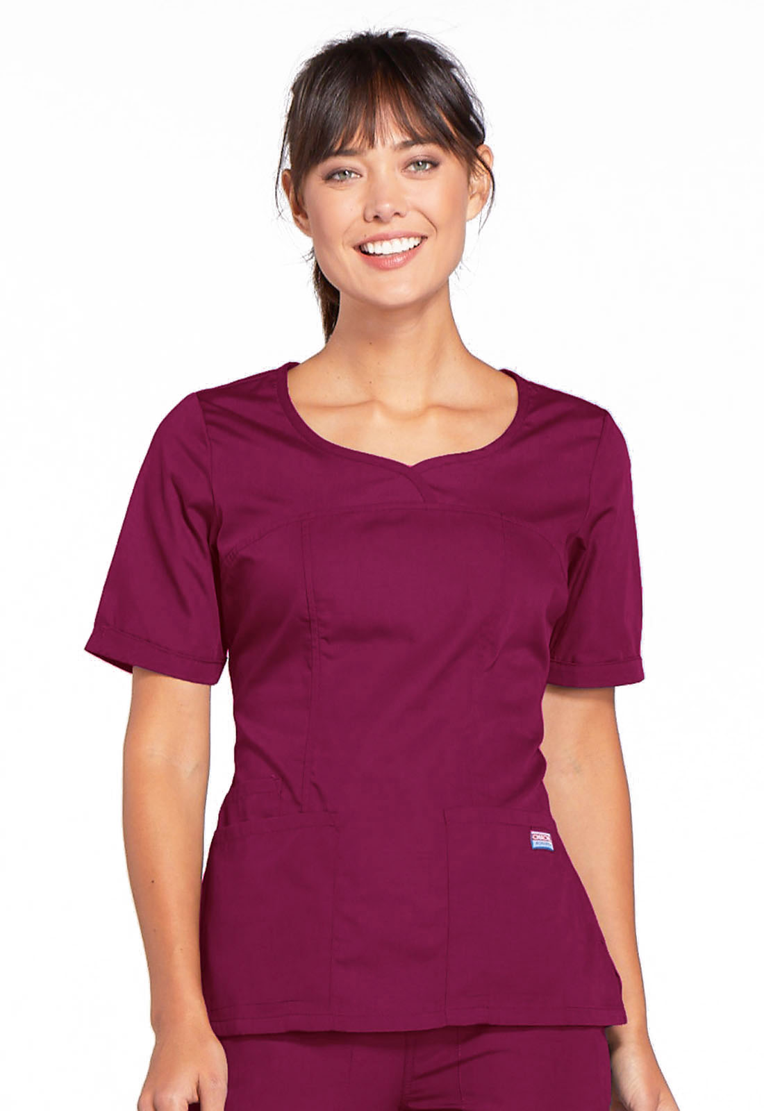 4746 WINW Cherokee Originals V-Neck Top Wine/XL - Medeleq