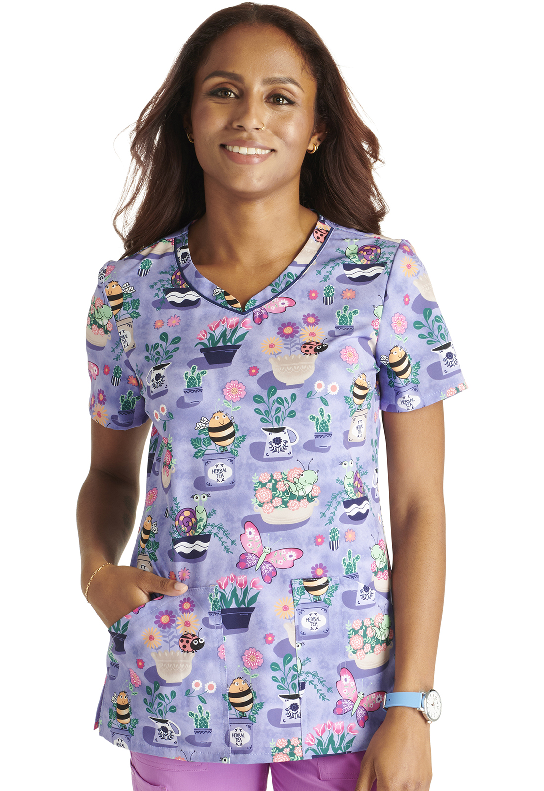 CK678 BMUG Cherokee v-neck top Blooming Bugs - Medeleq